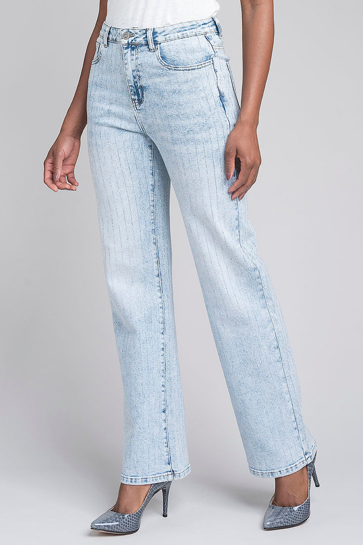 Pantalon De Mezclilla Con Brillos