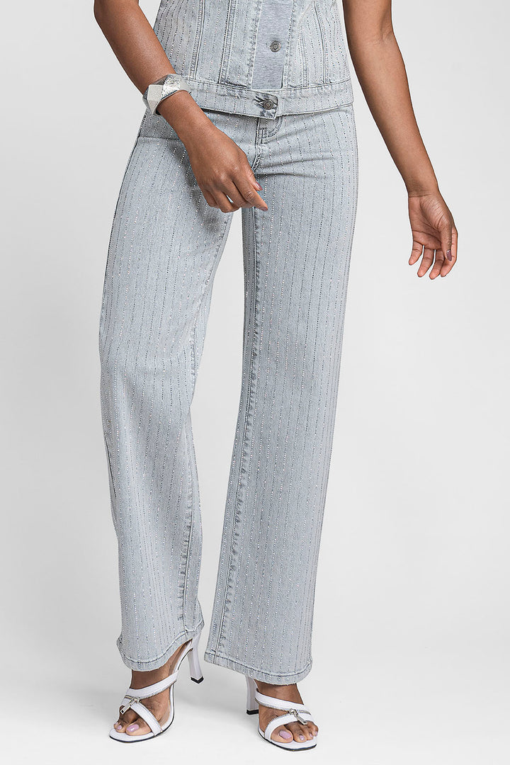 Pantalon De Mezclilla Con Brillos