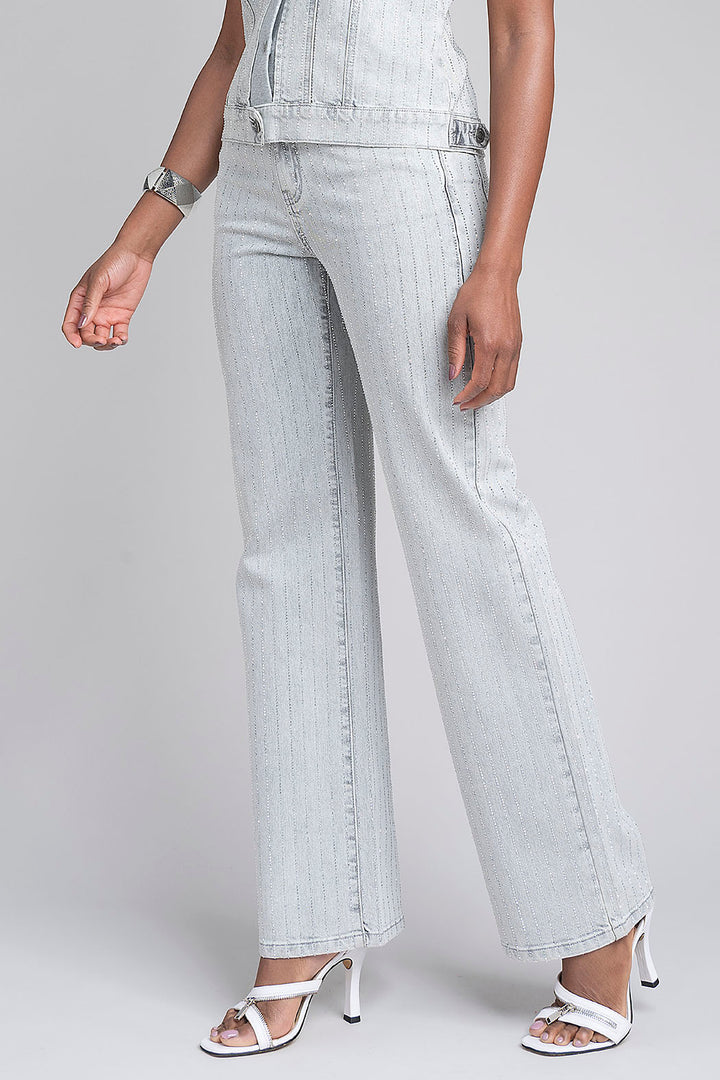 Pantalon De Mezclilla Con Brillos