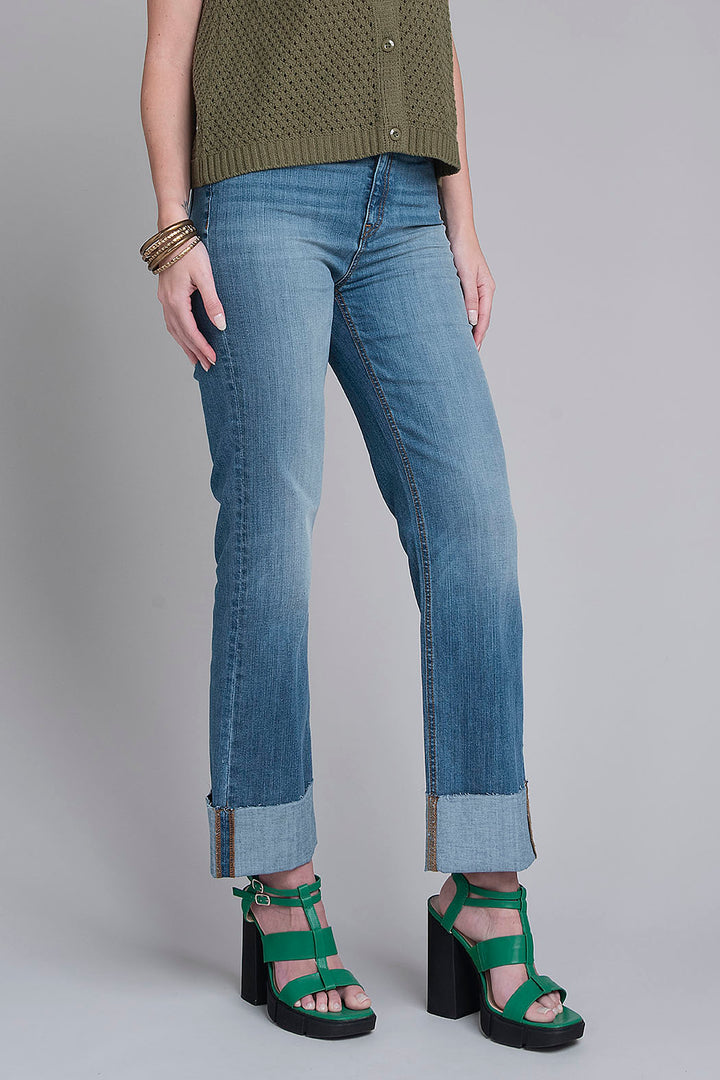 Pantalon De Mezclilla Con Dobladillo