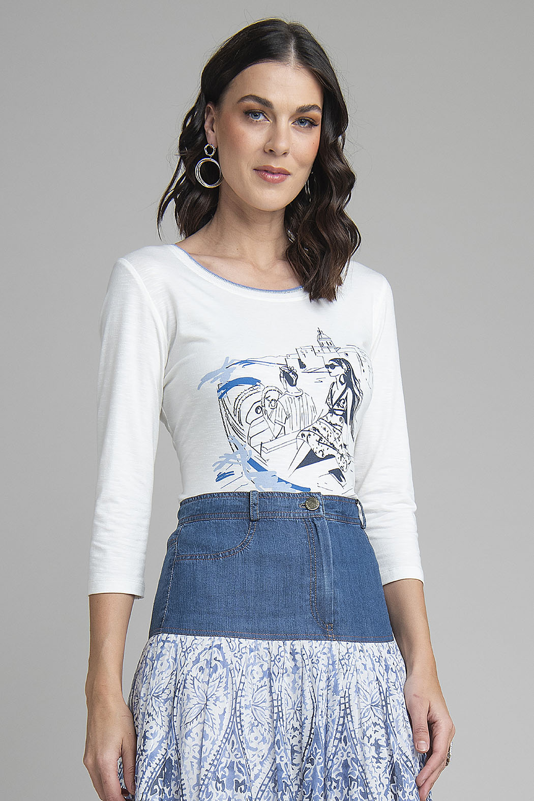Blusa Lisa Con Manga 3/4