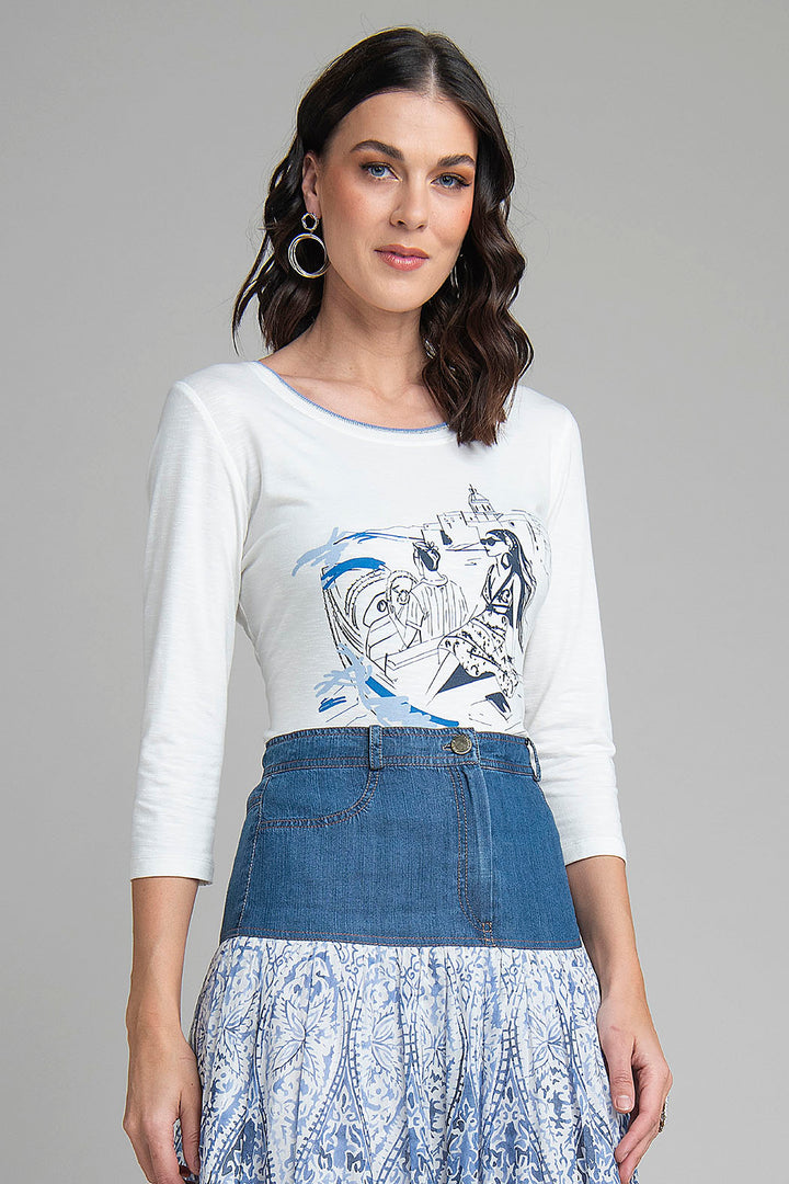 Blusa Lisa Con Manga 3/4