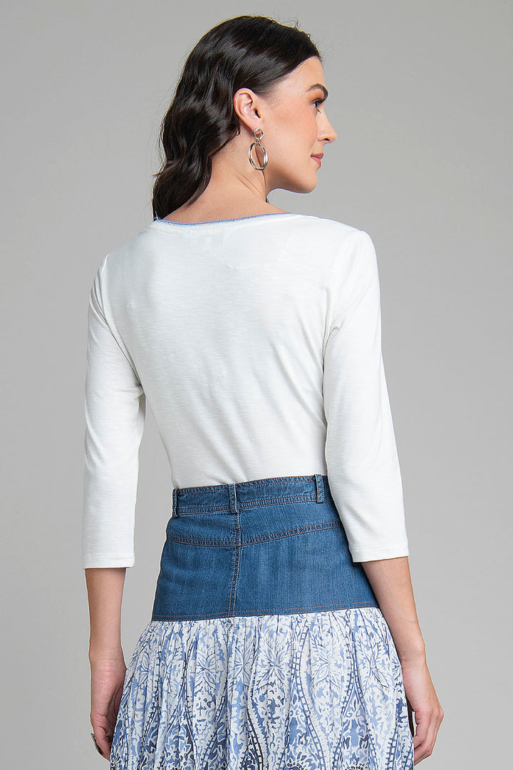 Blusa Lisa Con Manga 3/4
