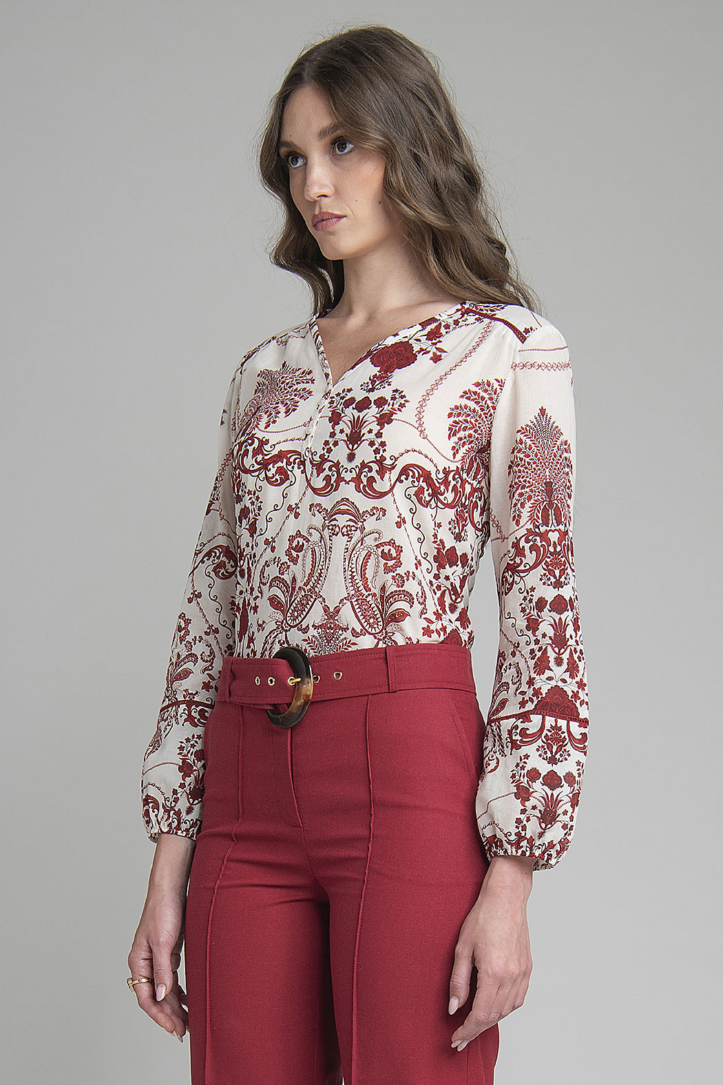 Blusa Estampada De Manga Larga