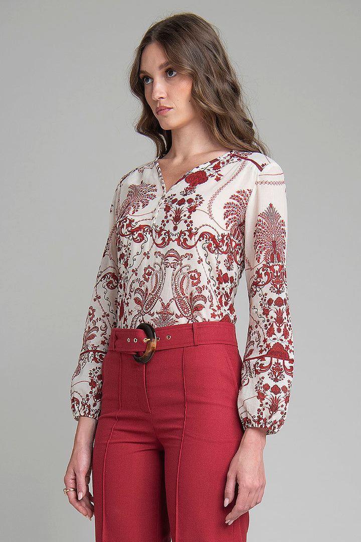 Blusa Estampada De Manga Larga