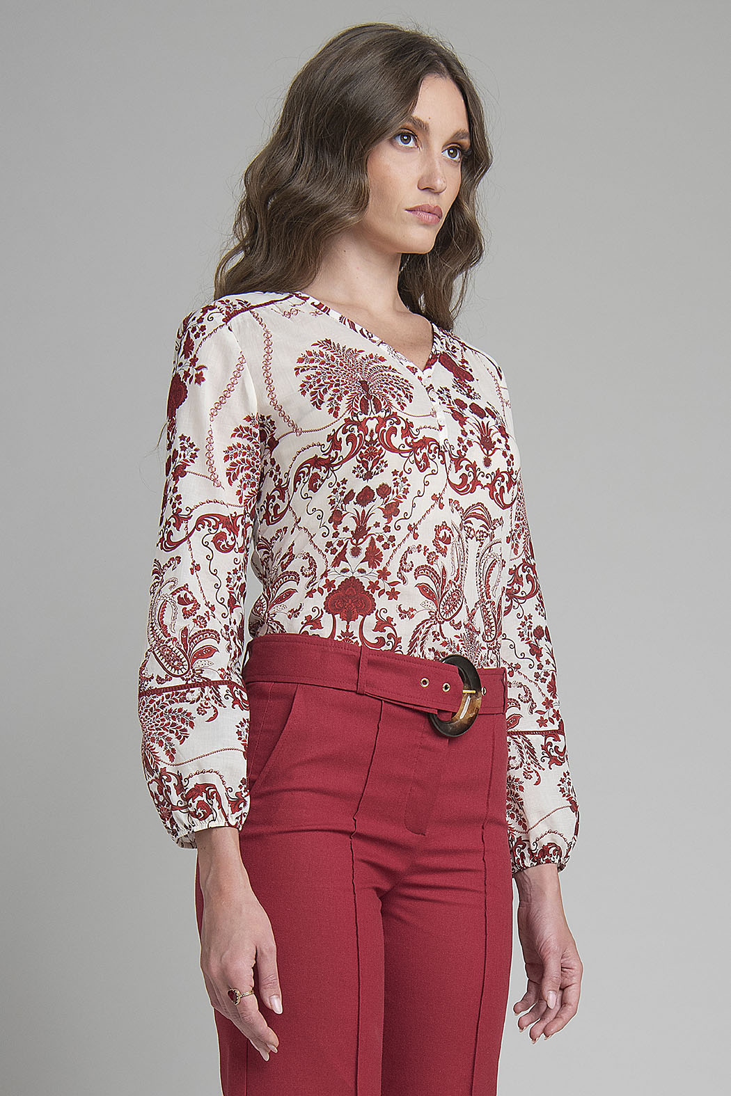 Blusa Estampada De Manga Larga