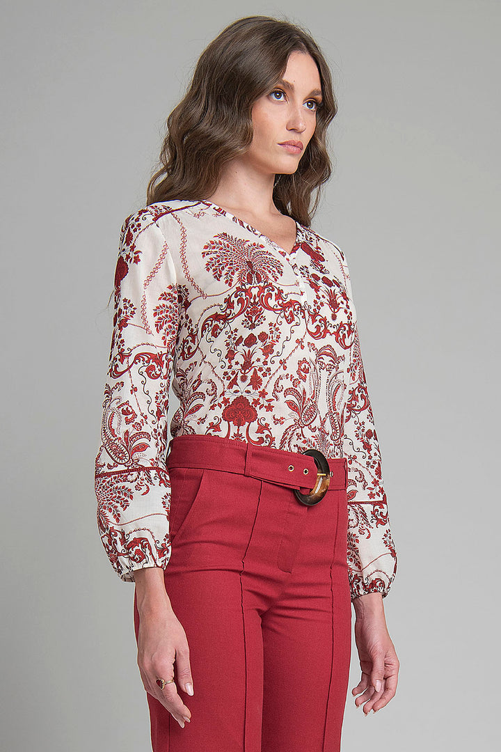 Blusa Estampada De Manga Larga