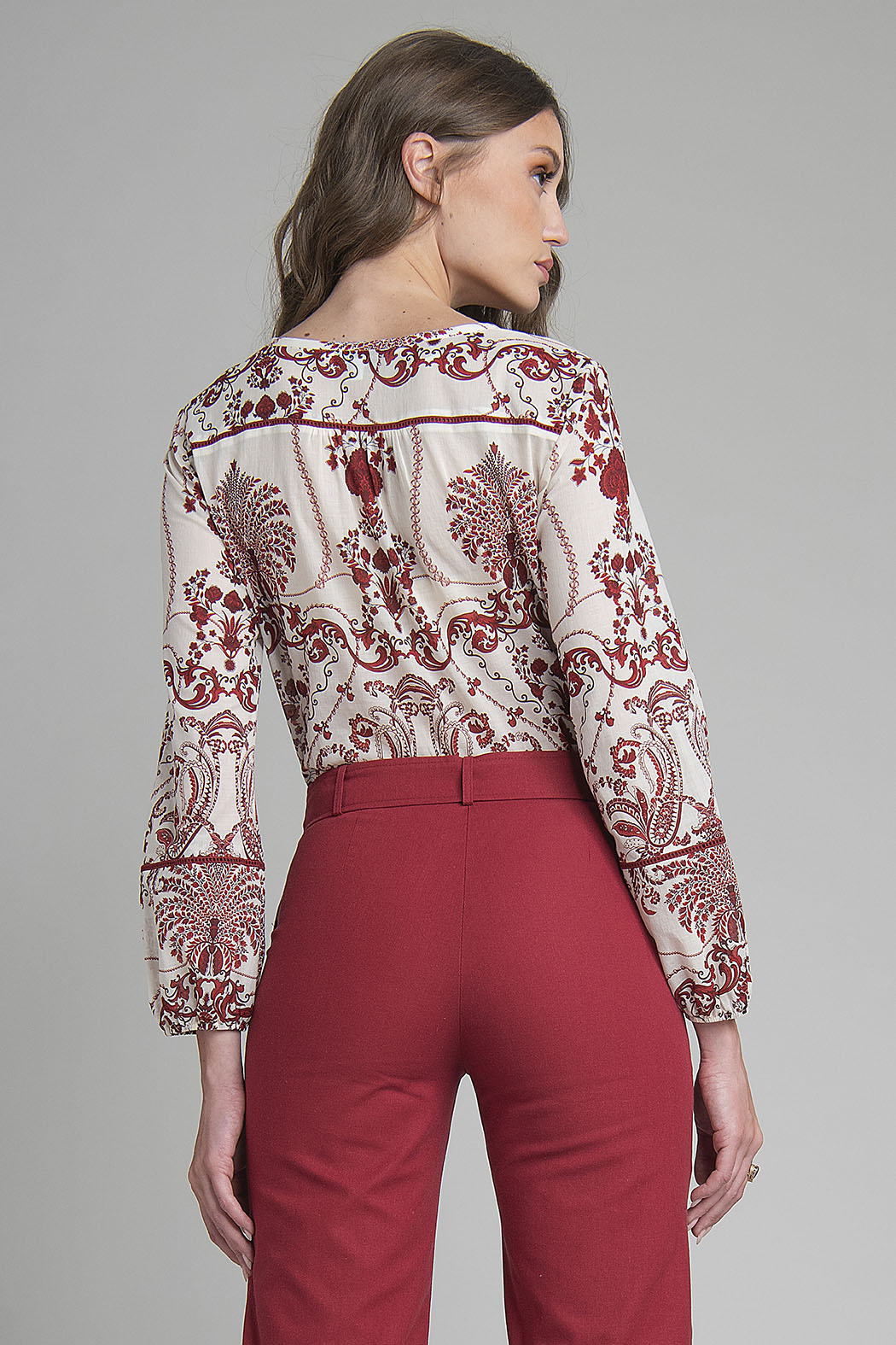 Blusa Estampada De Manga Larga