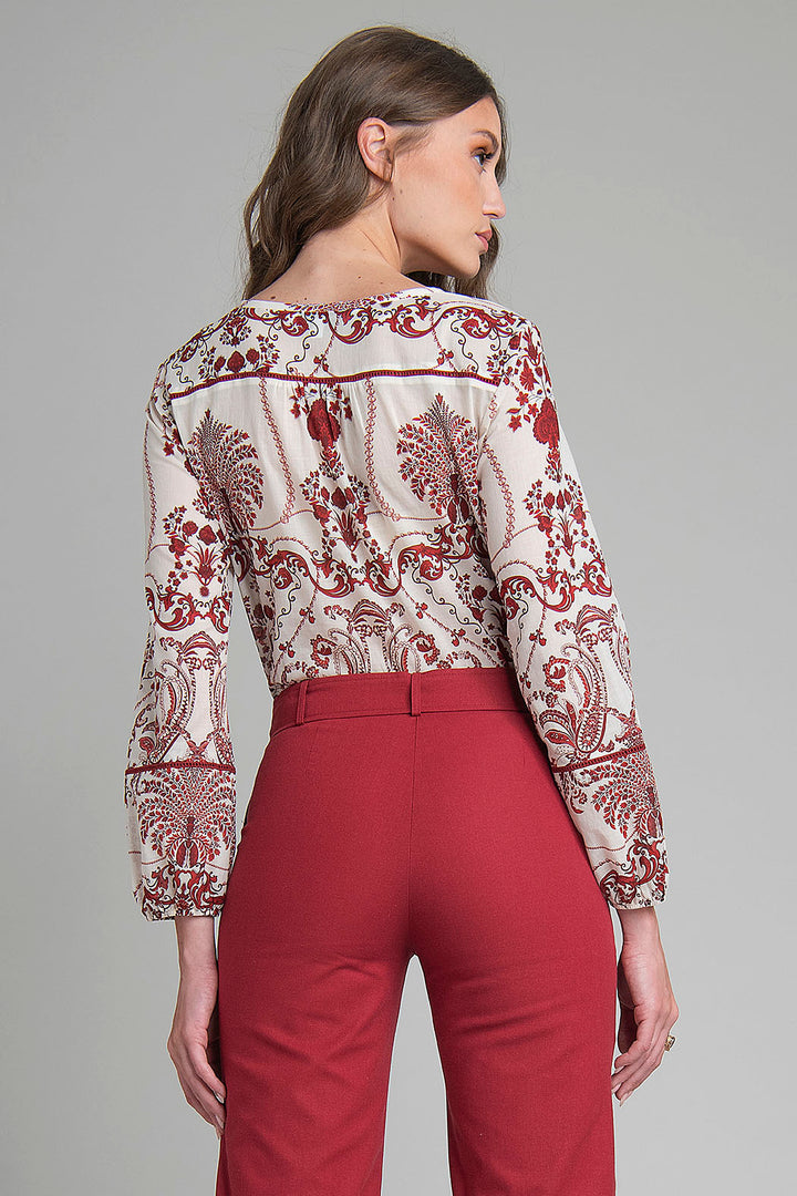 Blusa Estampada De Manga Larga