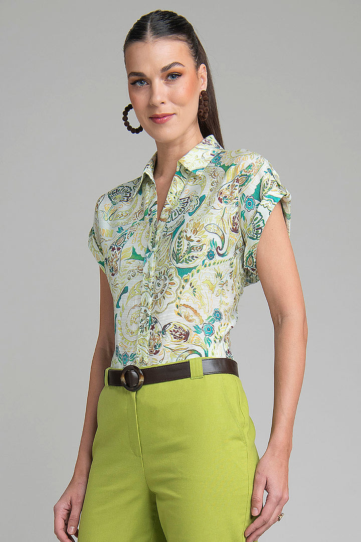 Blusa Estampada De Manga Corta