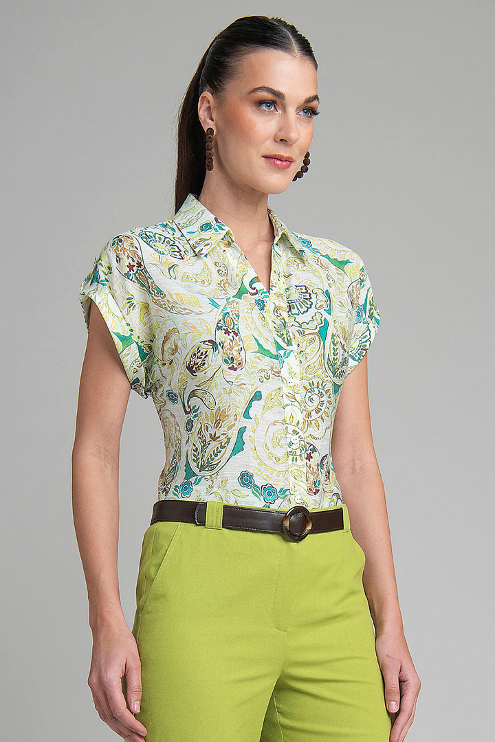 Blusa Estampada De Manga Corta