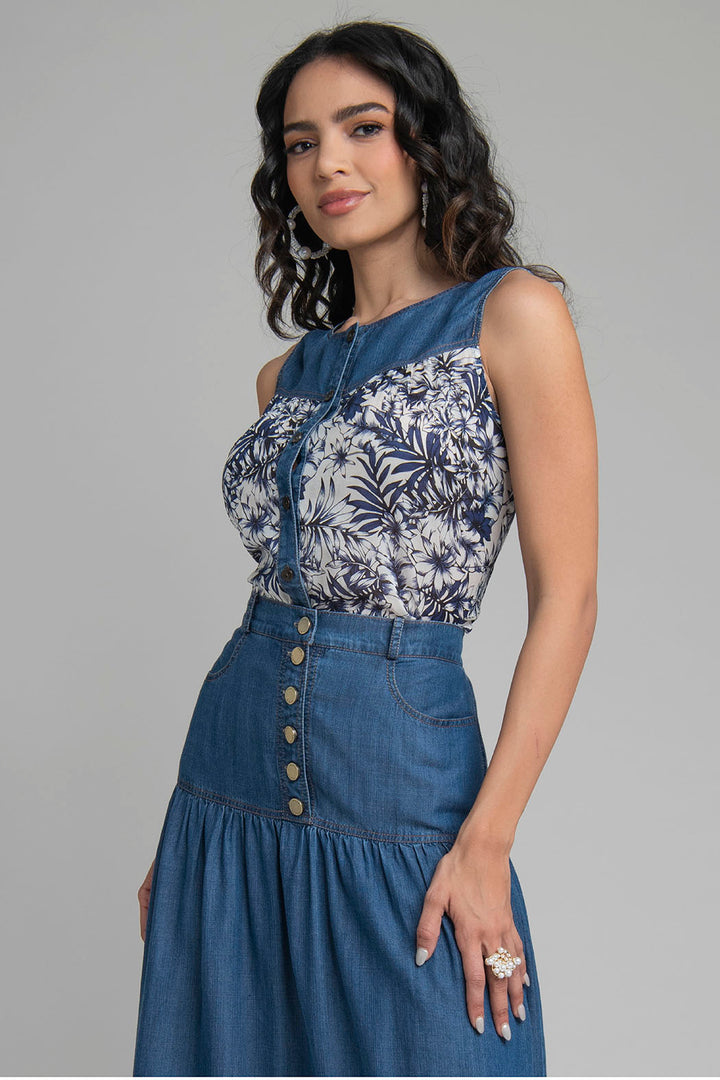 Blusa Estampada Sin Mangas