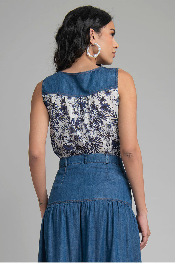 Blusa Estampada Sin Mangas
