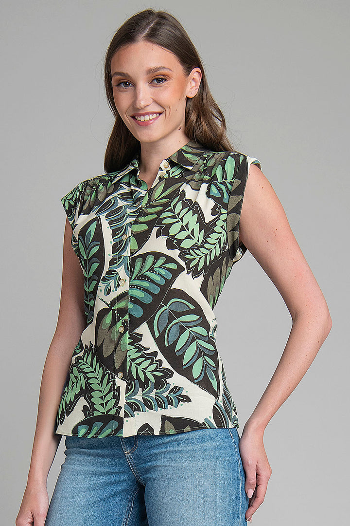 Blusa Con Estampado De Hojas