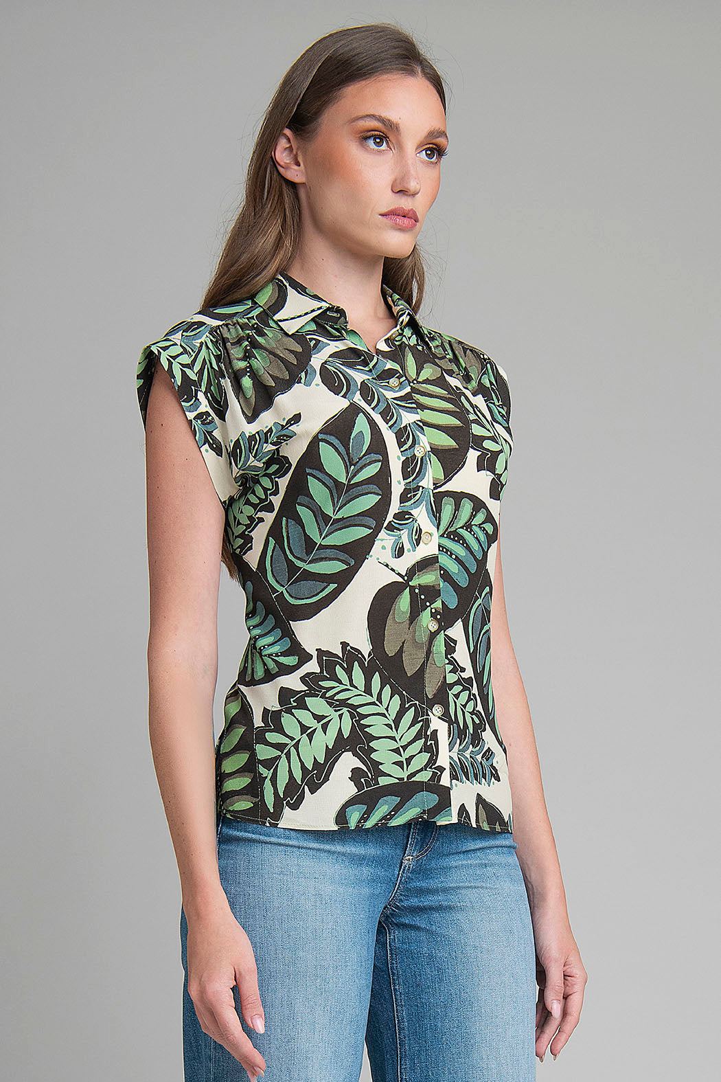 Blusa Con Estampado De Hojas