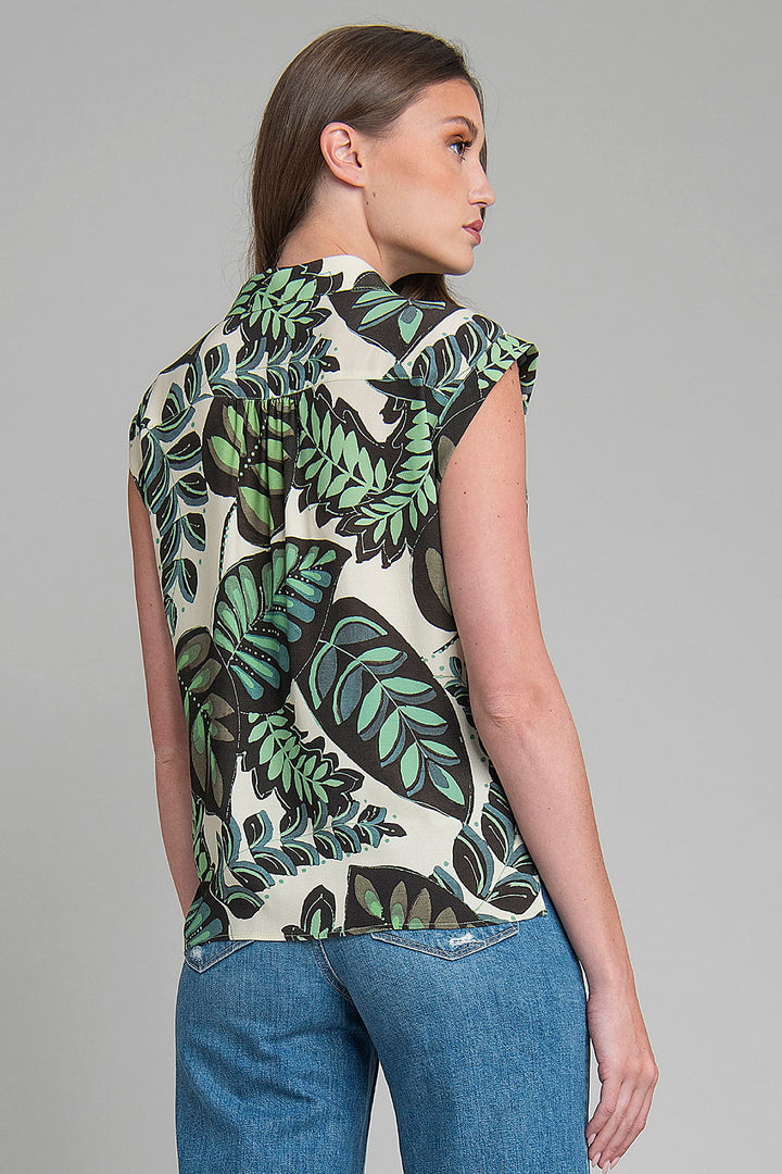 Blusa Con Estampado De Hojas
