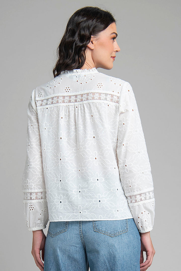 Blusa De Tira Bordada Con Manga Larga