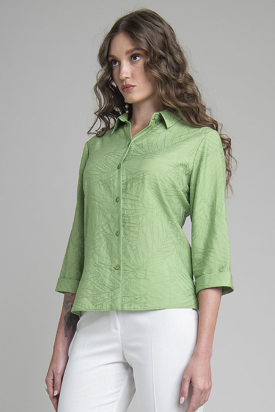 Blusa Camisera Con Manga 3/4