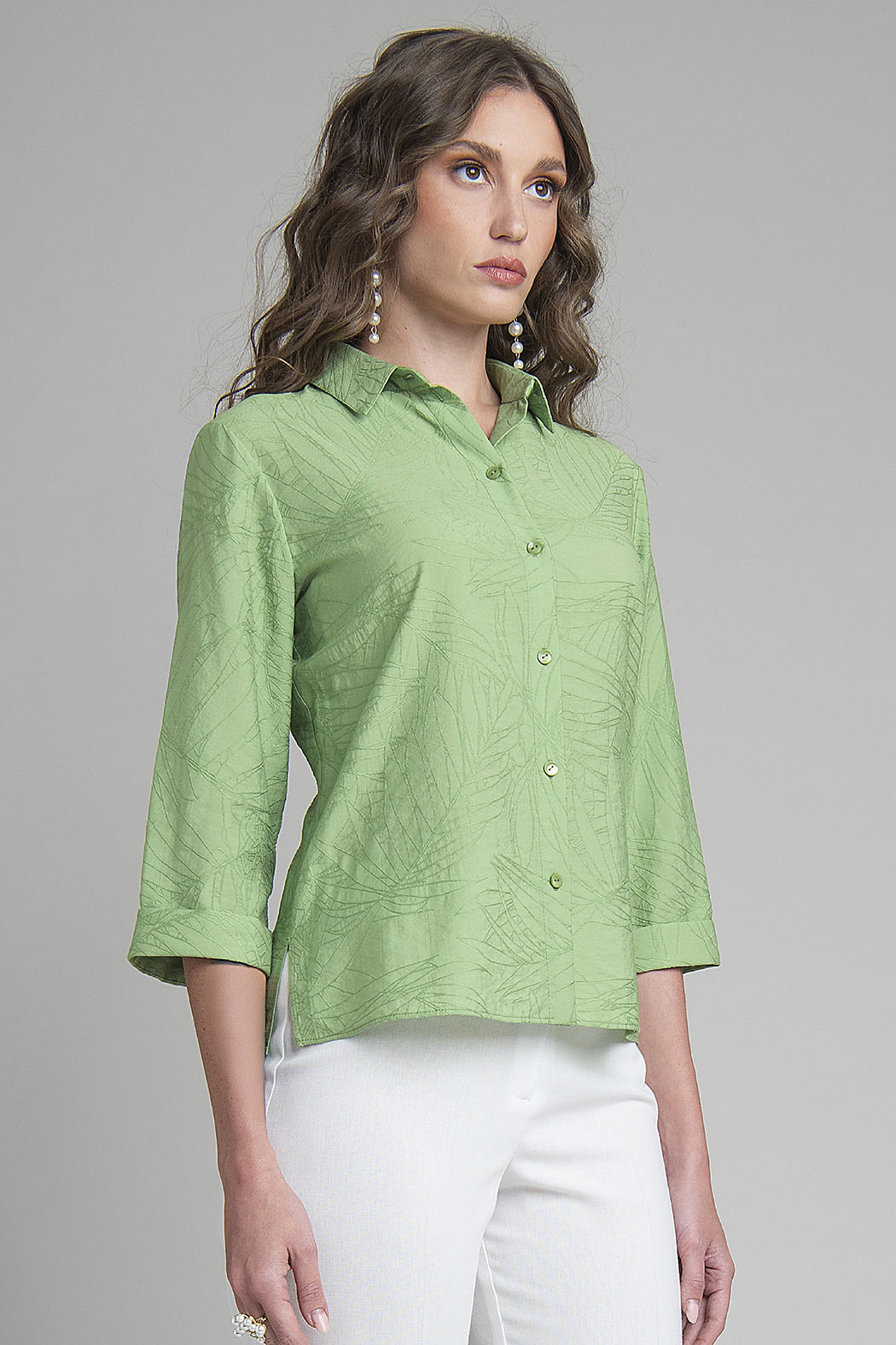 Blusa Camisera Con Manga 3/4