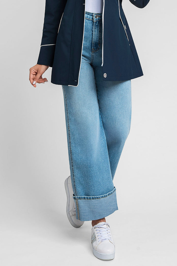 Jeans Deslavado Con Dobladillo
