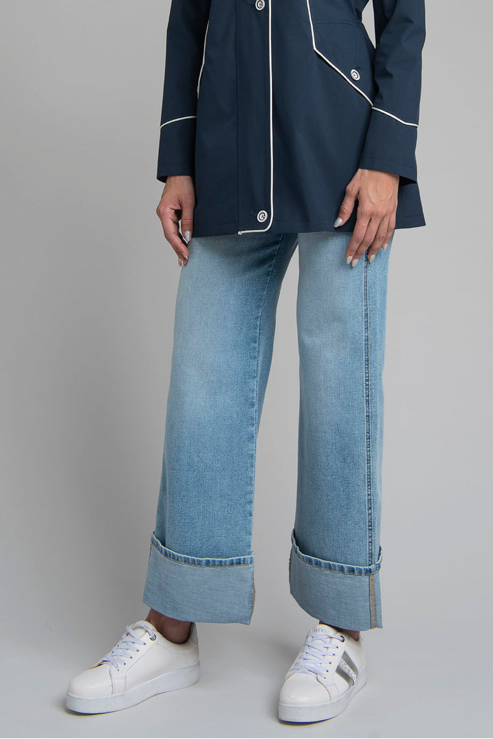 Jeans Deslavado Con Dobladillo