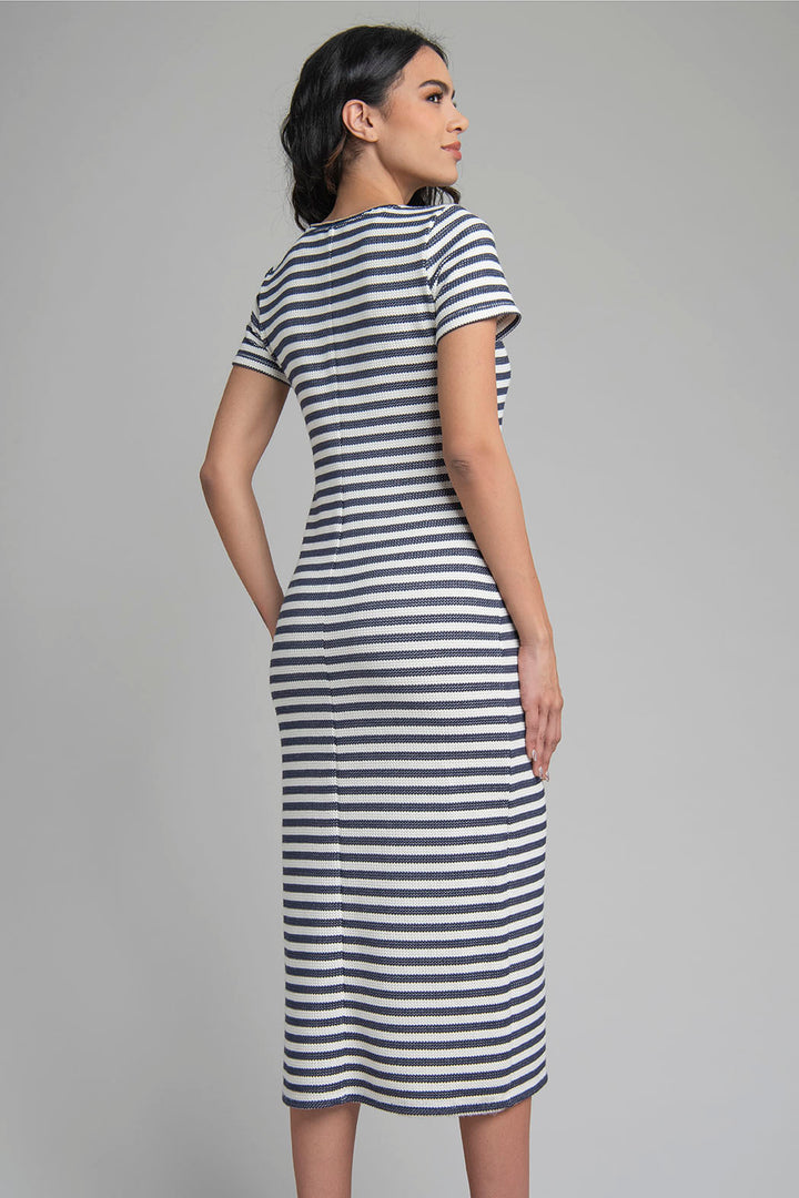 Vestido Largo Con Estampado De Rayas