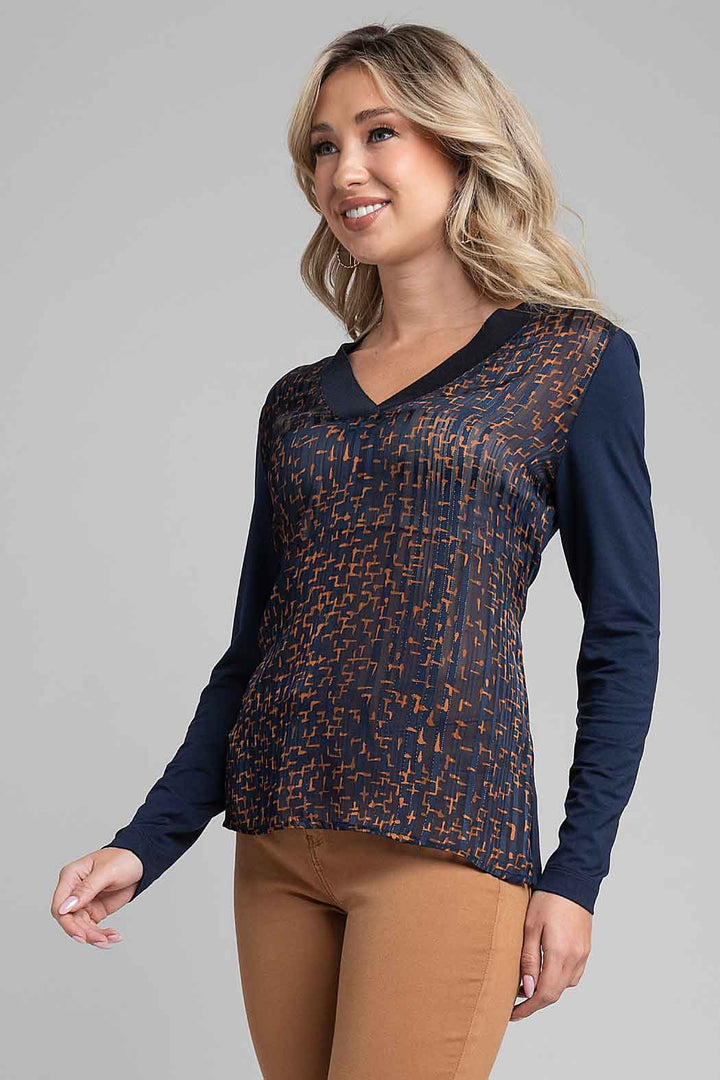 Blusa Estampada Escote V