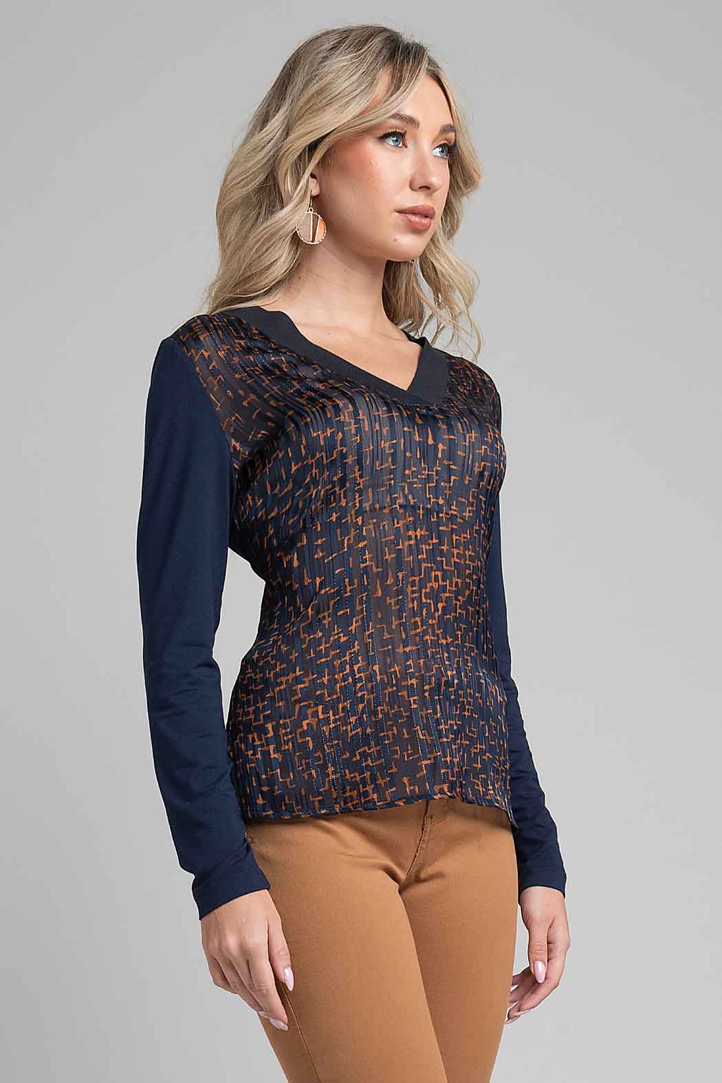 Blusa Estampada Escote V