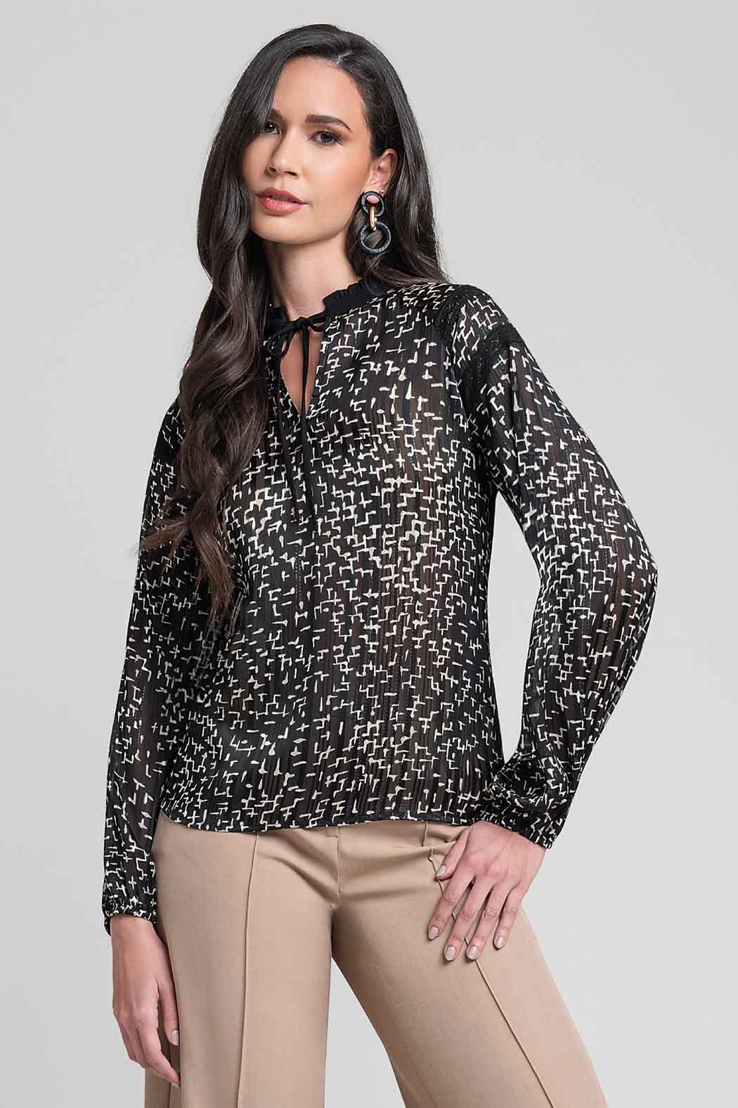 Blusa Estampada Con Manga Larga