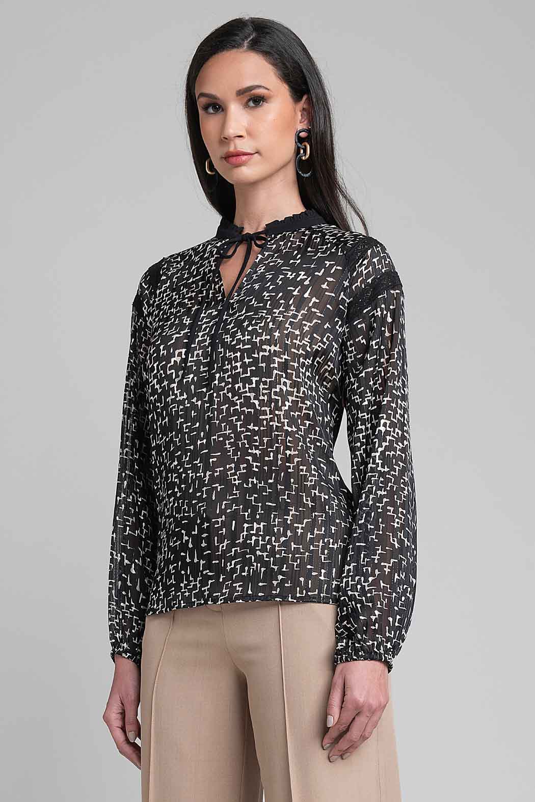 Blusa Estampada Con Manga Larga