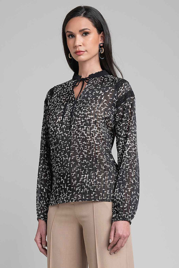 Blusa Estampada Con Manga Larga