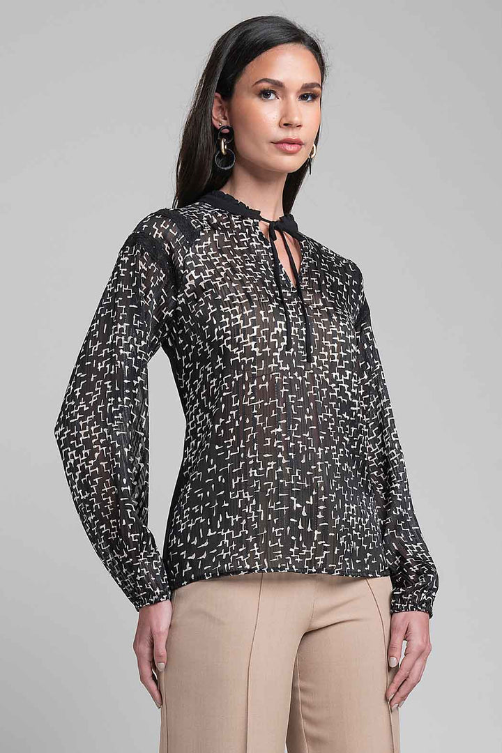 Blusa Estampada Con Manga Larga