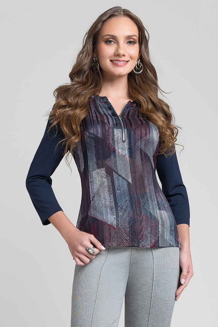 Blusa Estampada Con Medio Cierre Al Frente