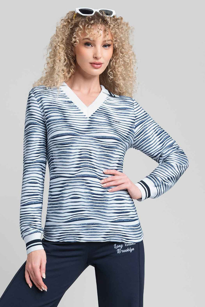 Sudadera De Franjas Con Escote V