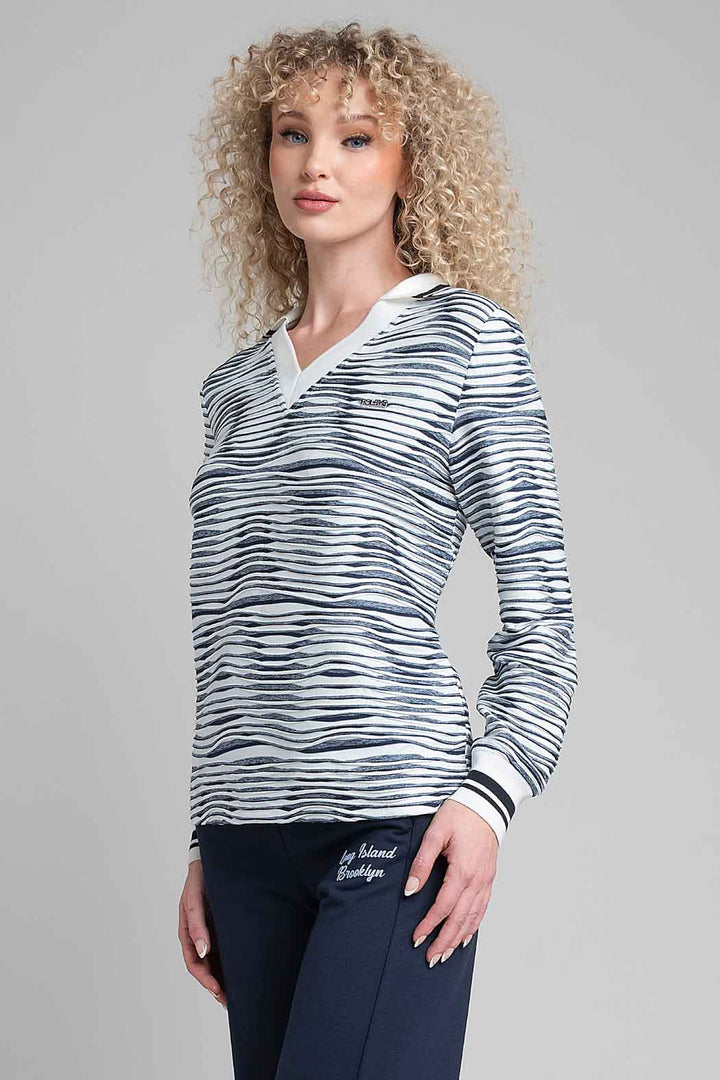 Sudadera De Franjas Con Escote V