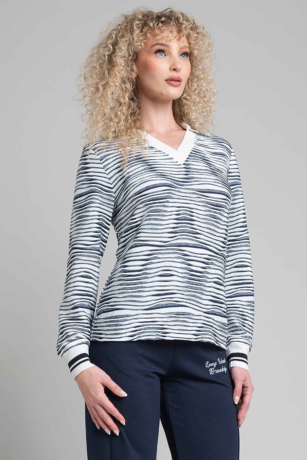 Sudadera De Franjas Con Escote V