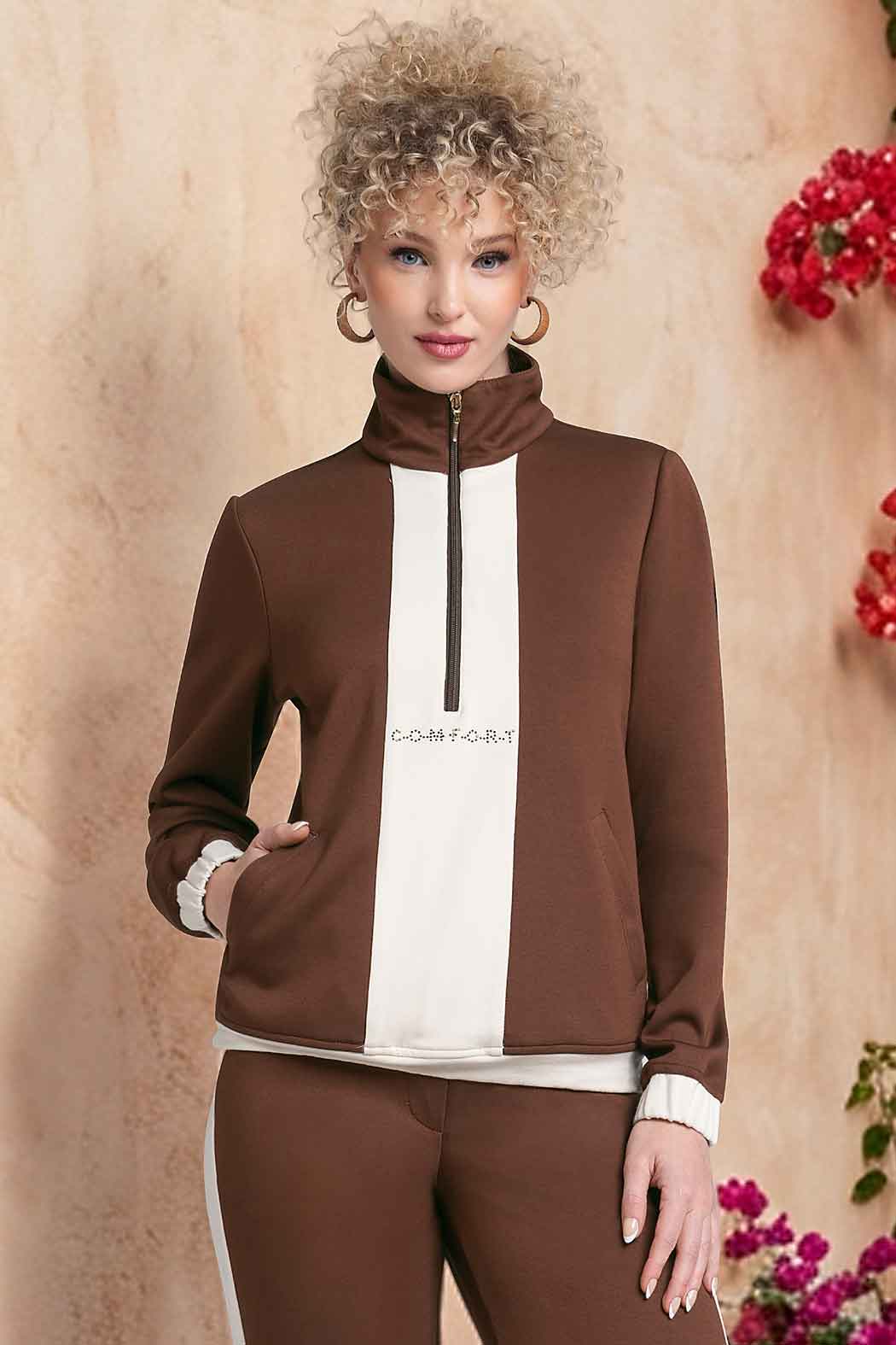 Sudadera Bicolor Con Cierre Al Frente