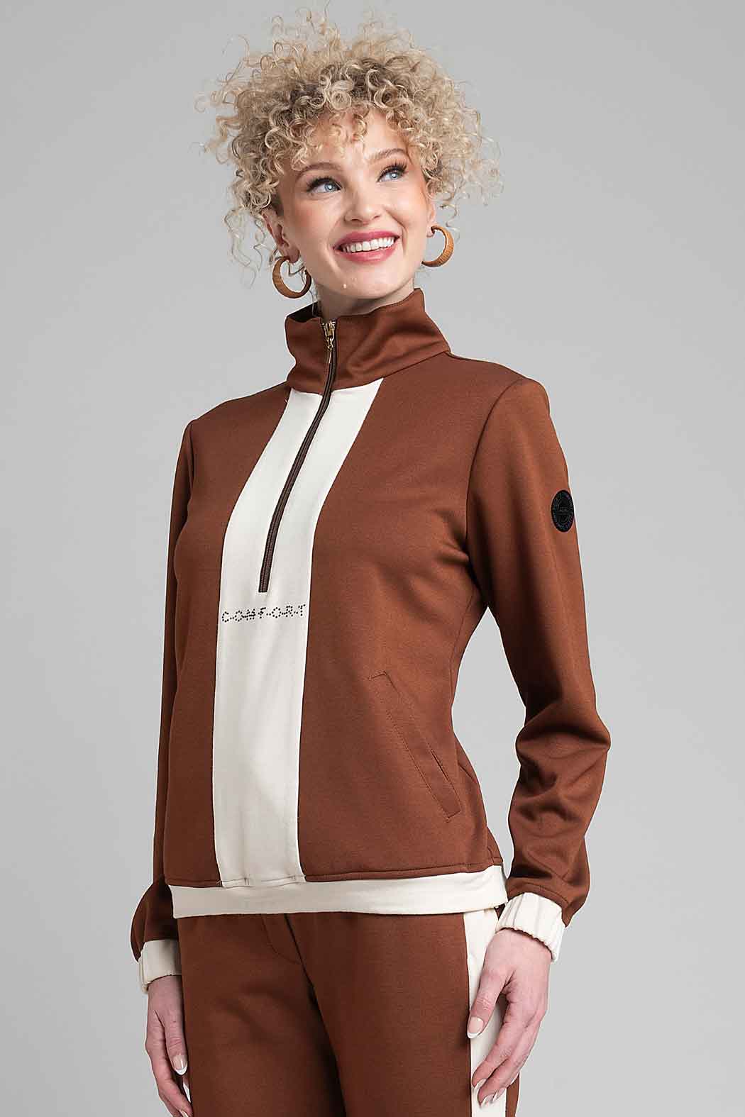 Sudadera Bicolor Con Cierre Al Frente