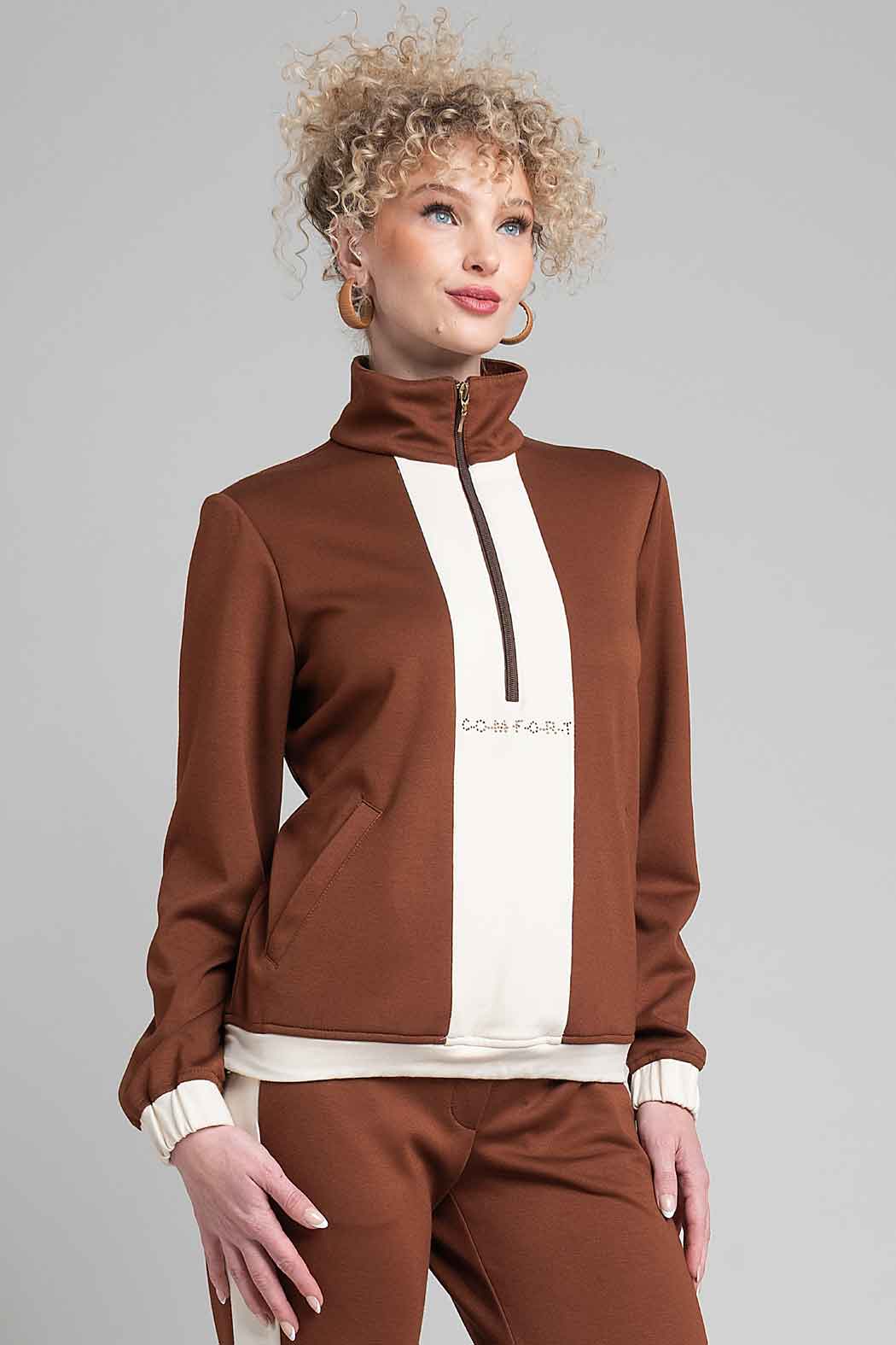 Sudadera Bicolor Con Cierre Al Frente