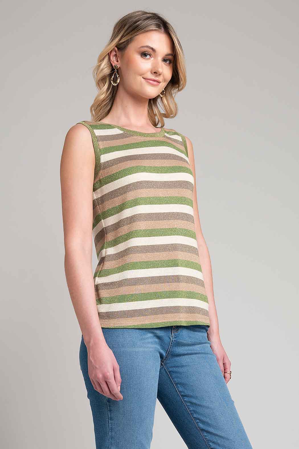 Blusa Sin Mangas Y Estampado De Franjas