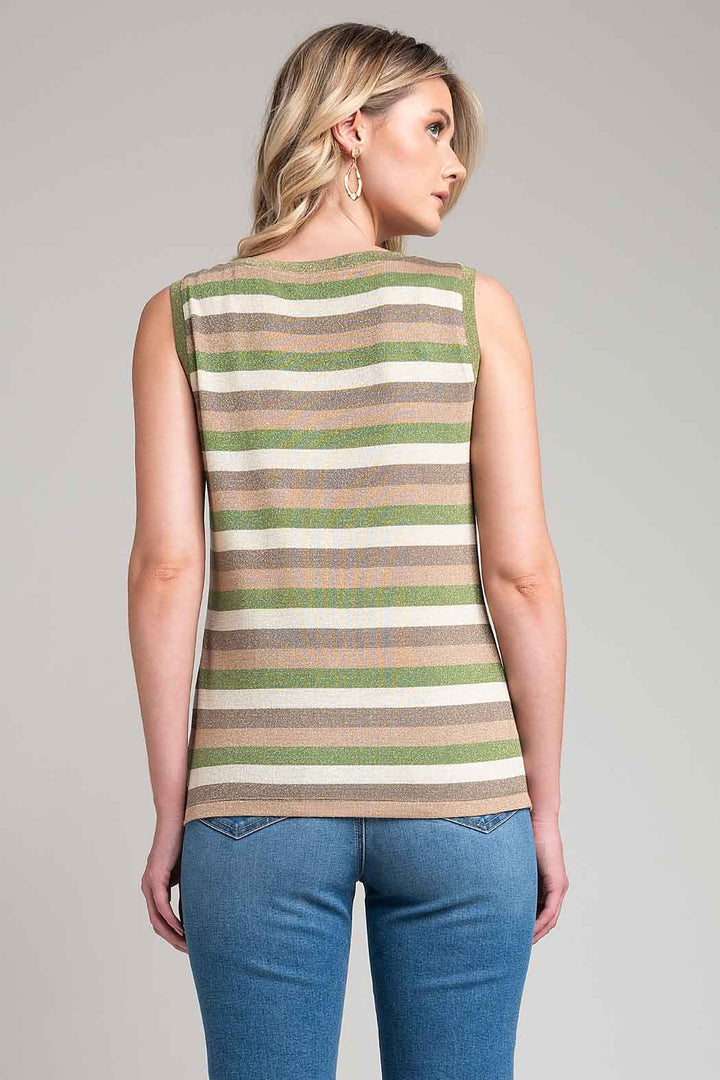 Blusa Sin Mangas Y Estampado De Franjas