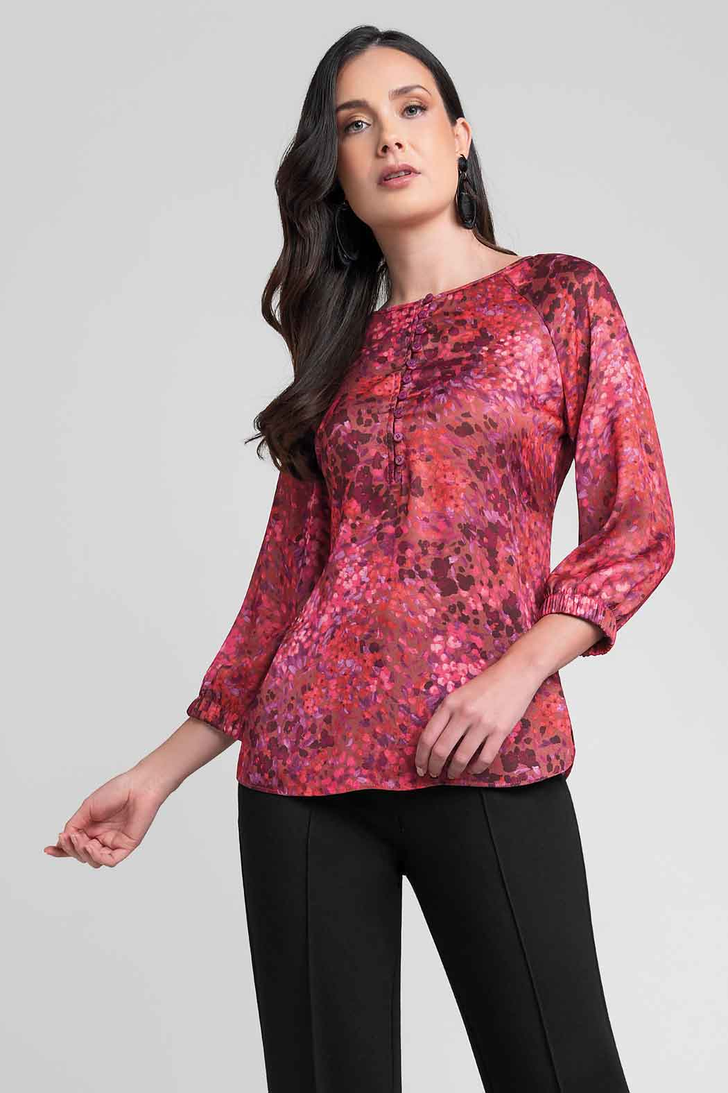 Blusa Estampada Con Manga 3/4