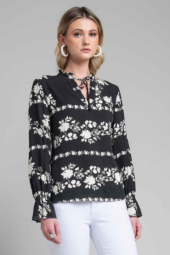 Blusa De Manga Larga Con Estampado Floral