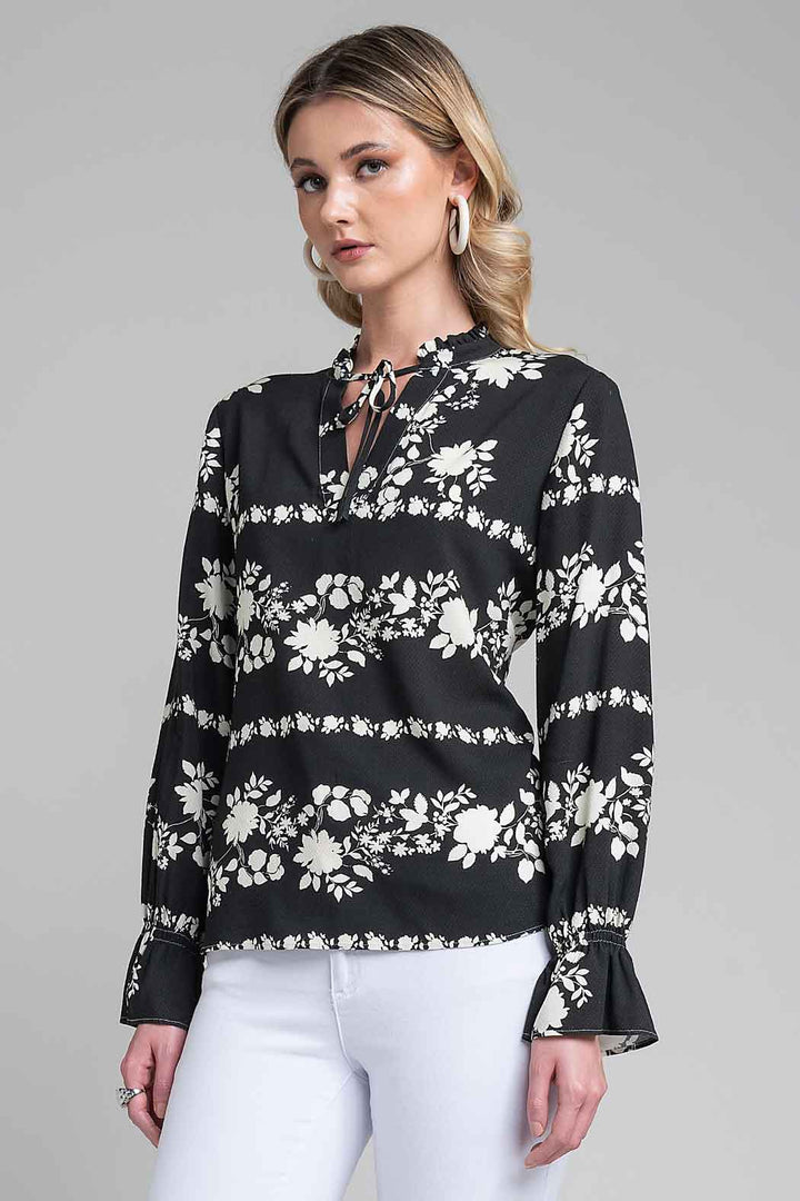 Blusa De Manga Larga Con Estampado Floral