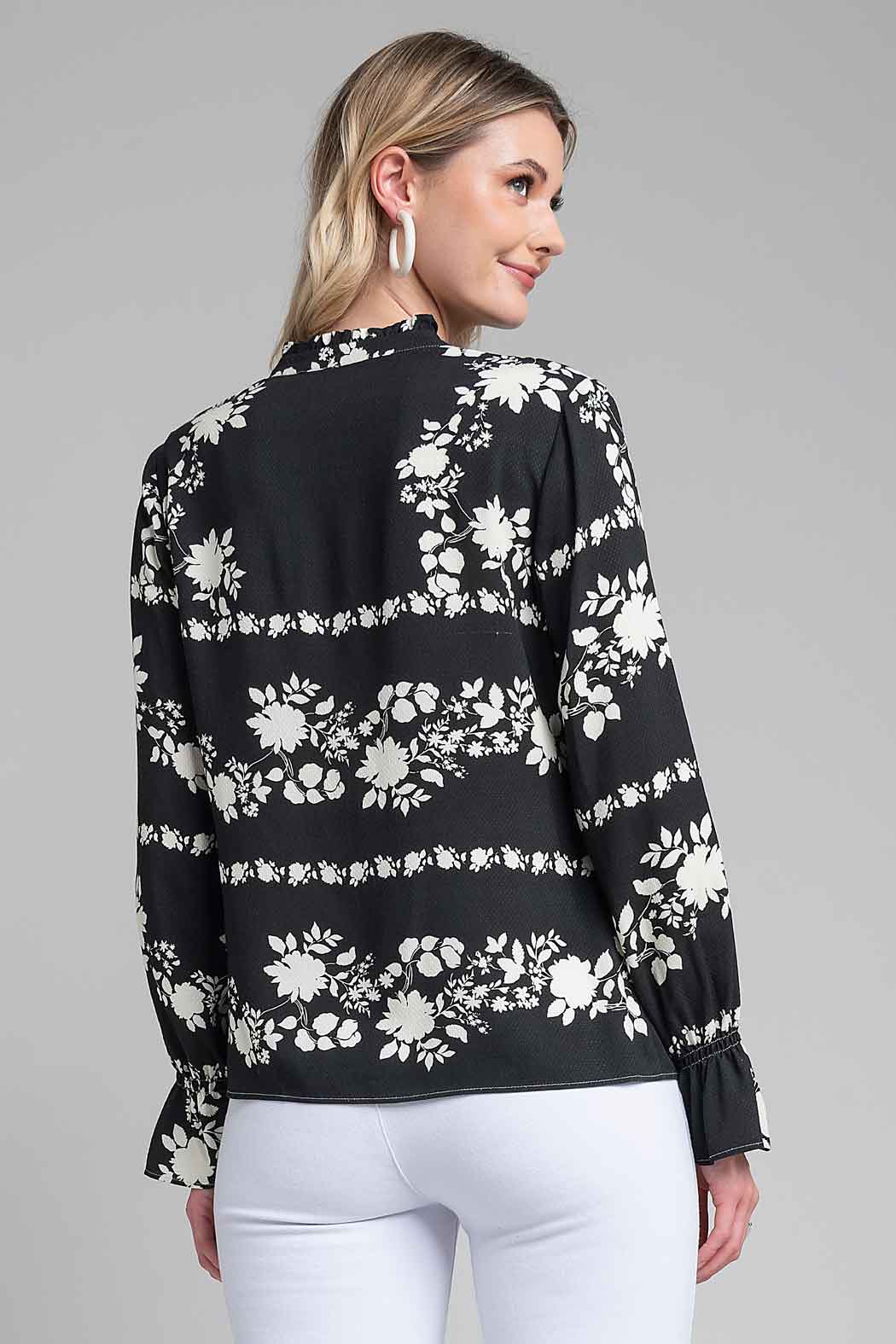 Blusa De Manga Larga Con Estampado Floral
