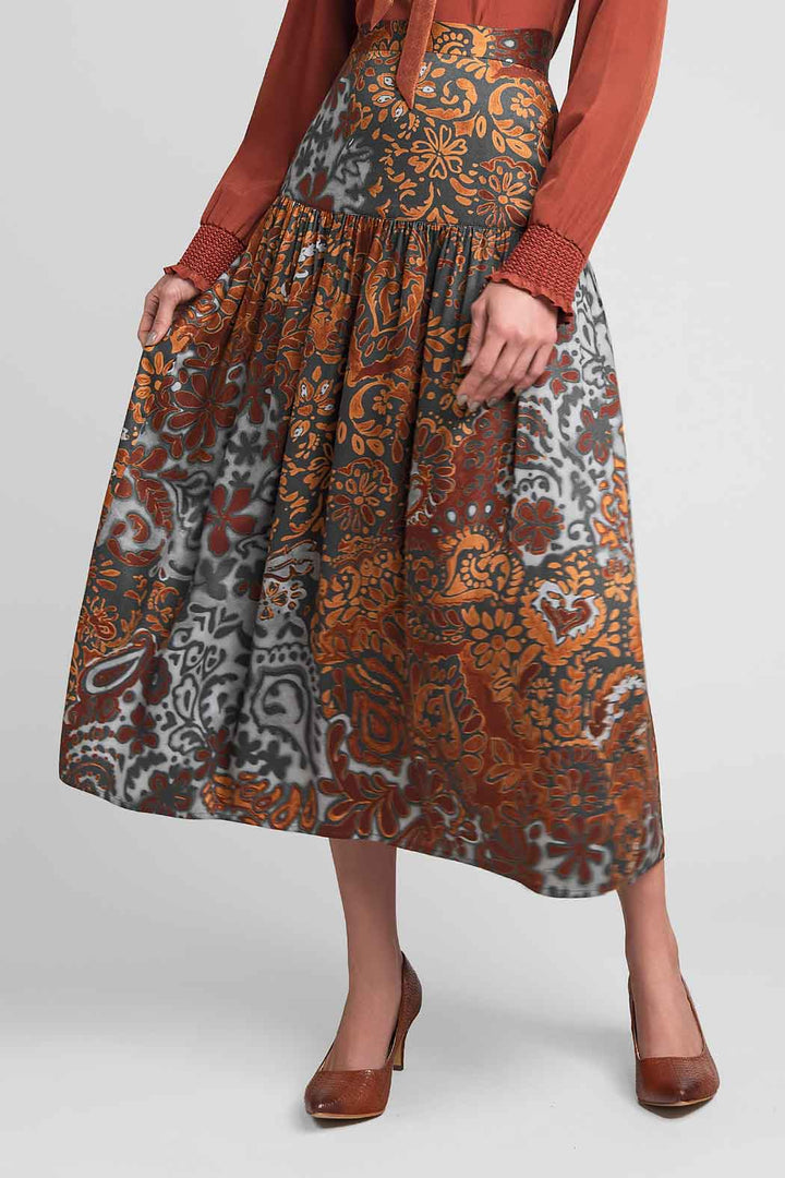 Falda Midi Con Estampado Floral