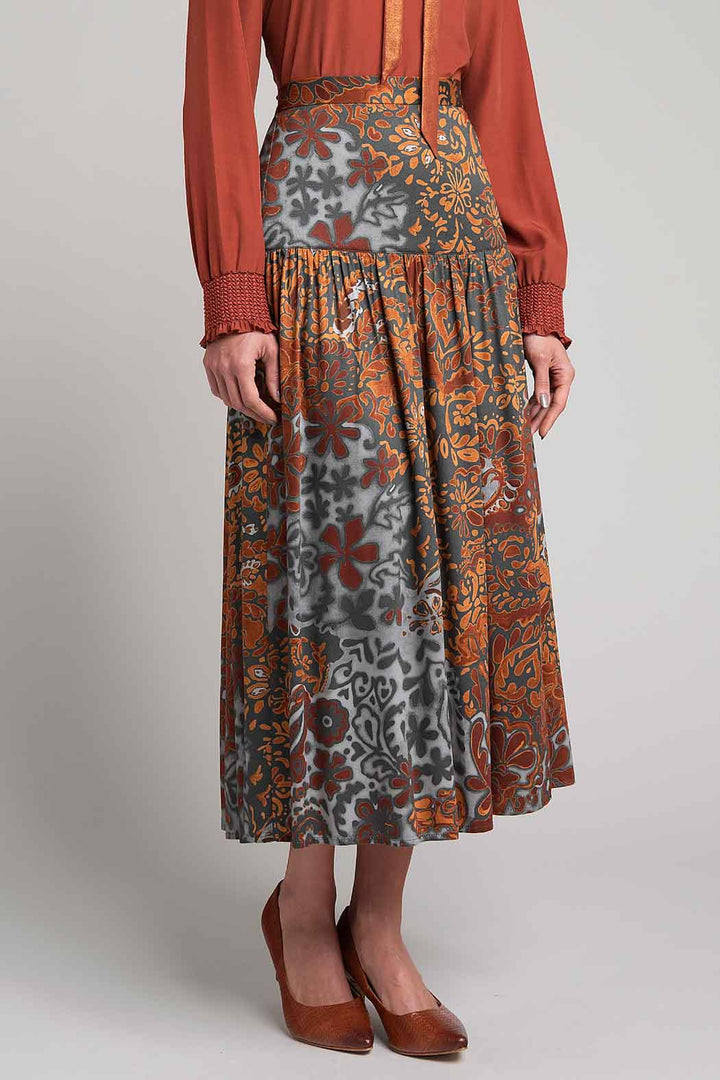 Falda Midi Con Estampado Floral