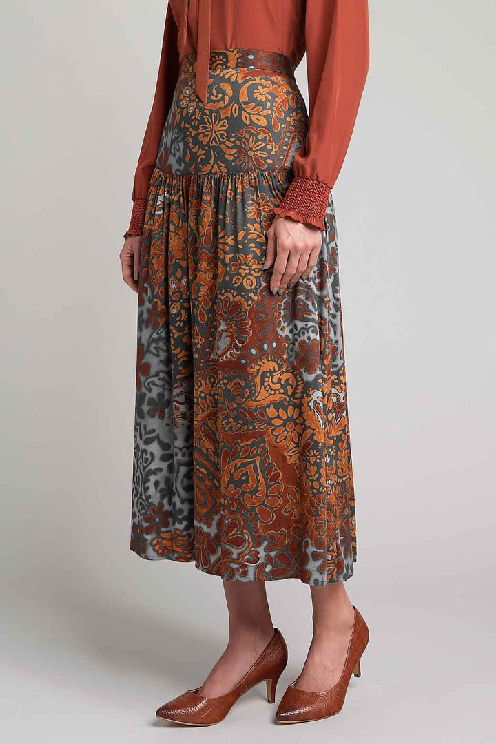 Falda Midi Con Estampado Floral