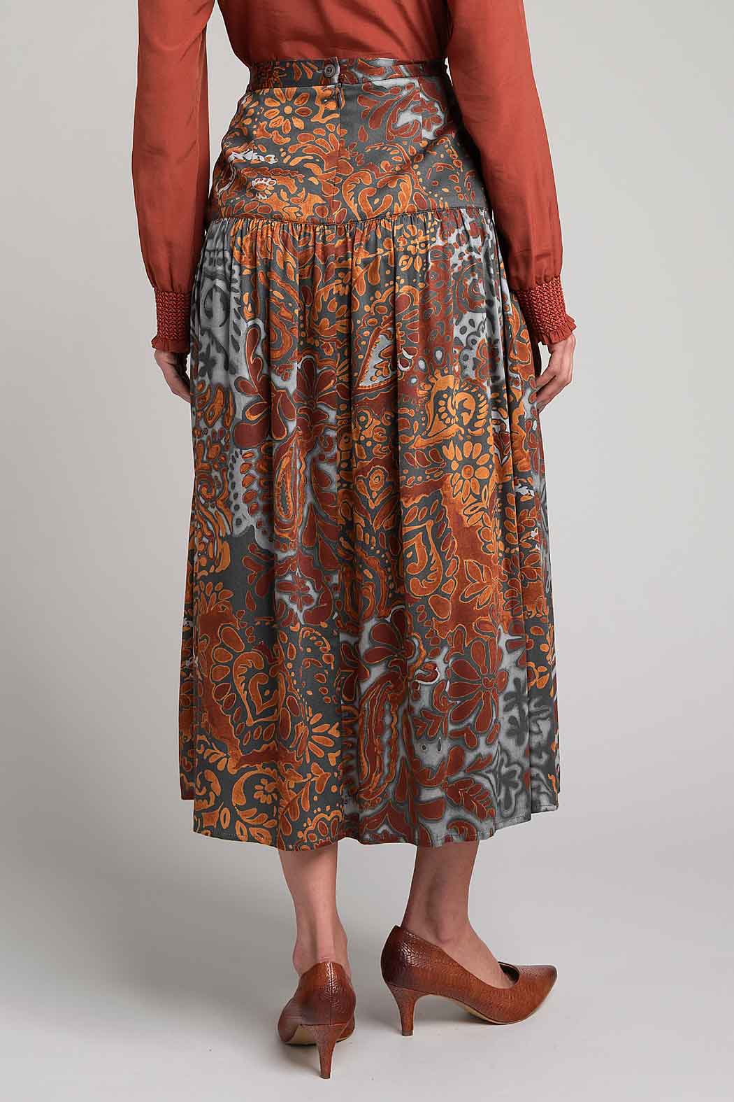 Falda Midi Con Estampado Floral