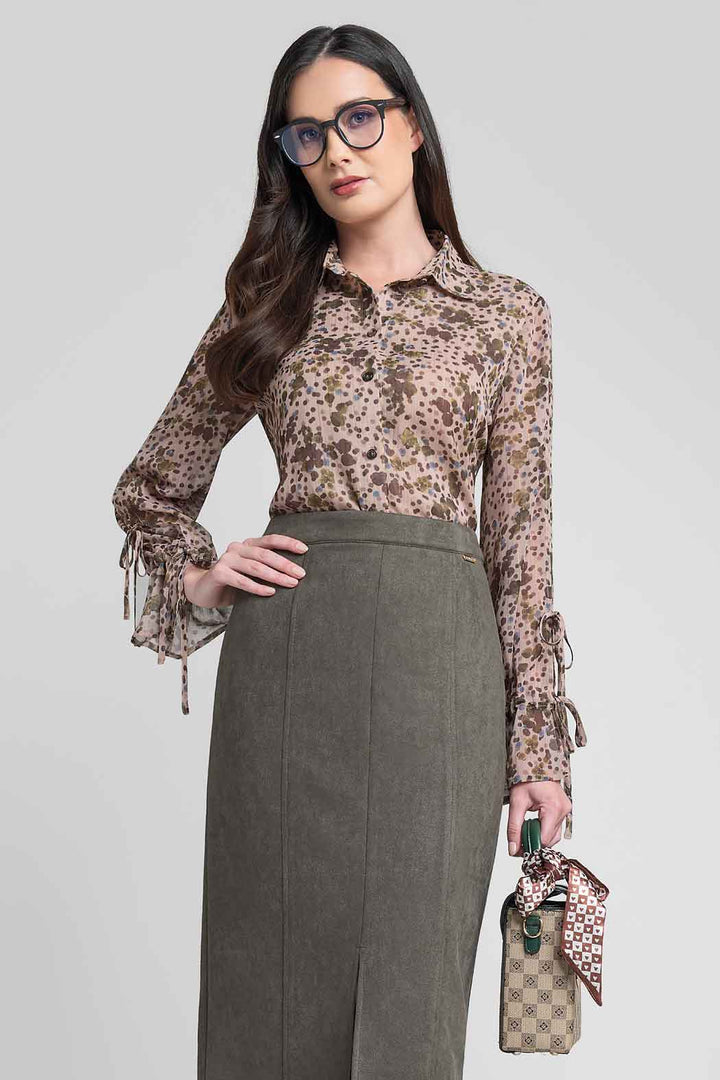Blusa Camisera Con Estampado Floral
